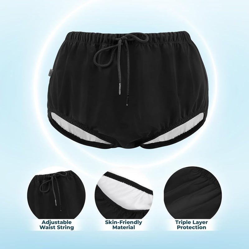 LFDAVP Reusable Adult Swim Diaper Special Needs, Incontinence Plastic Pants Cloth Diaper Cover, Waterproof Training Rubber Underwear （Black, L - Image 5